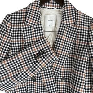 Wilfred Margaux Blazer Women 2 Gingham Plaid Double Breasted Old Money Career
